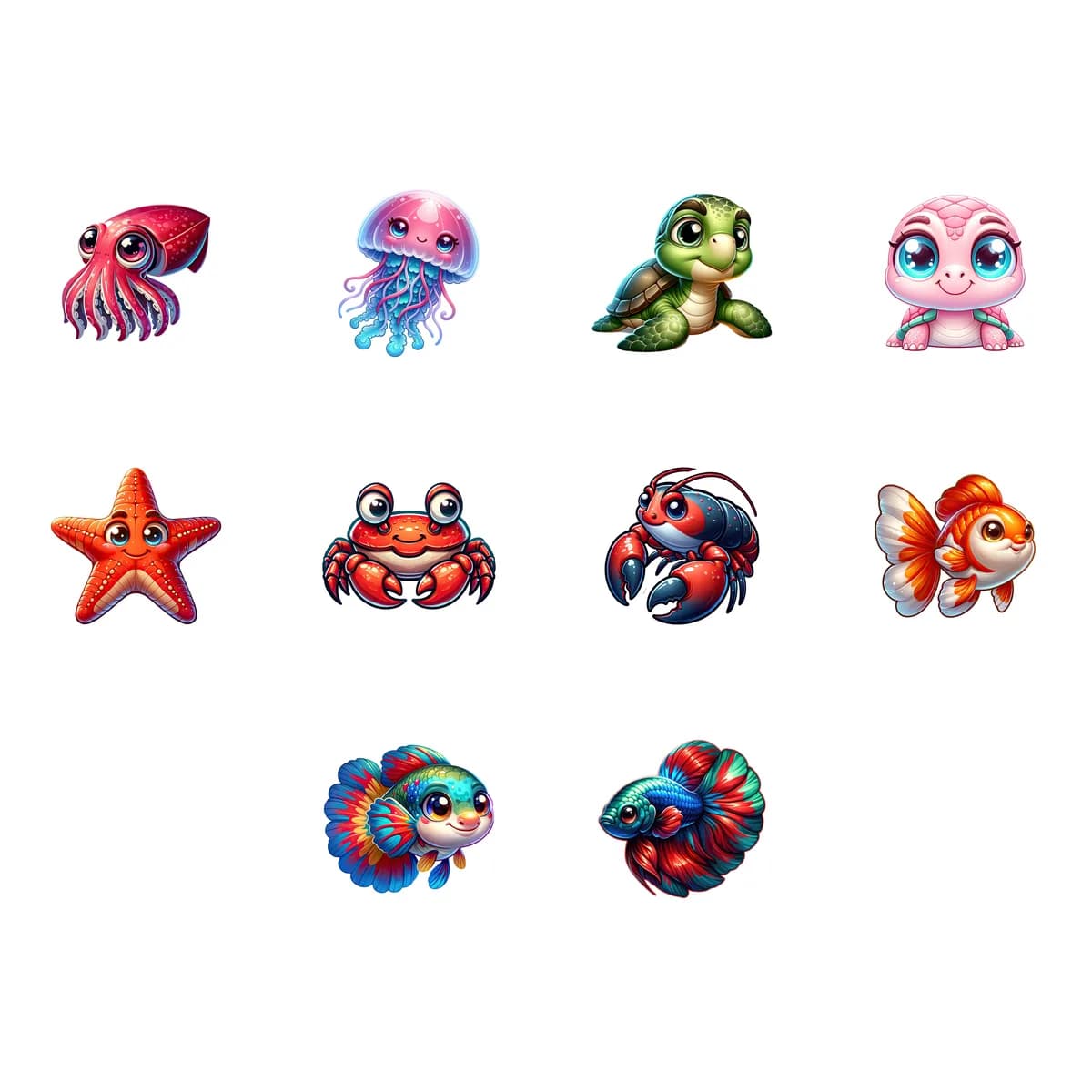 Ocean Life Sticker Pack #2 (10 Stickers)