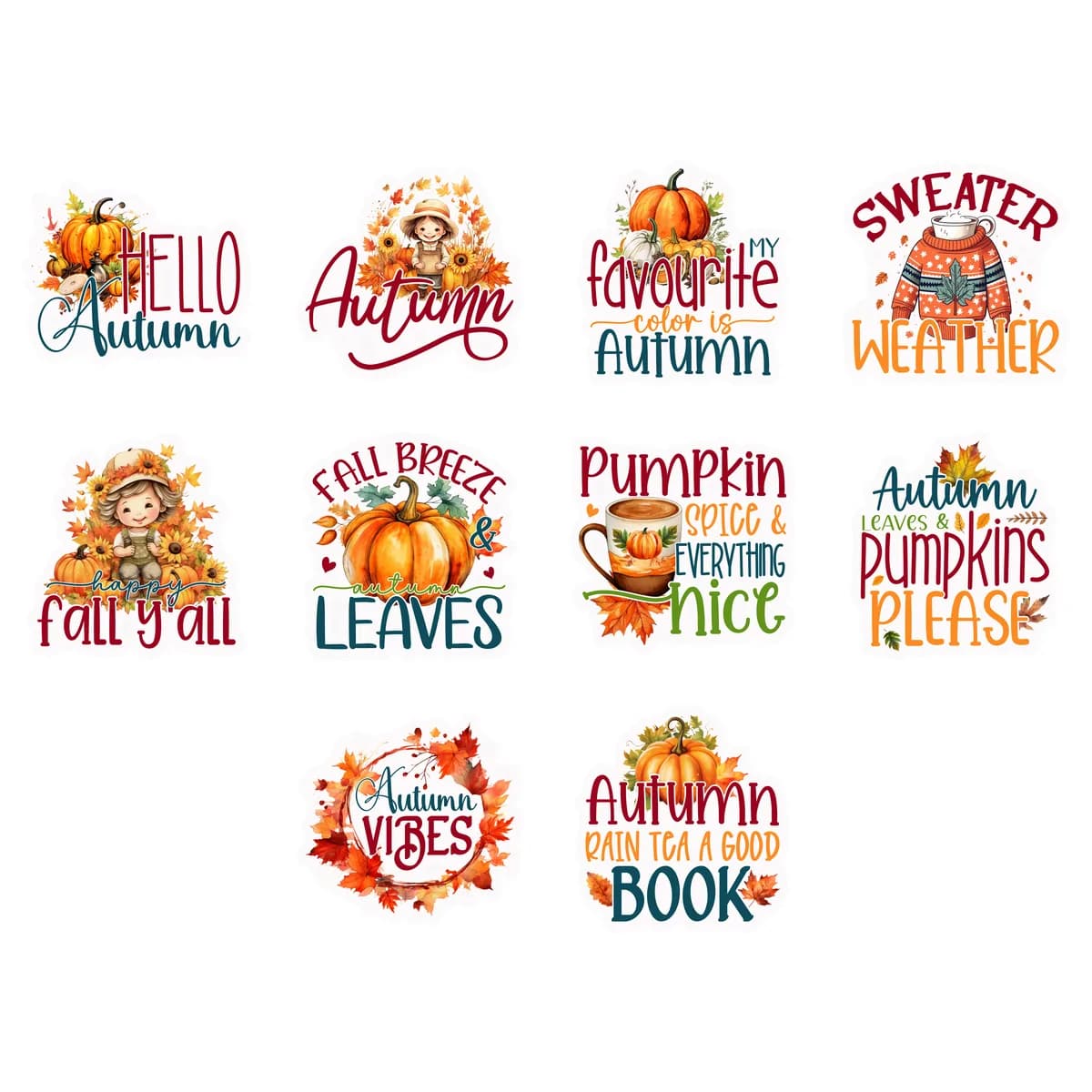 Fall & Holiday Sticker Pack #2 (10 Stickers)