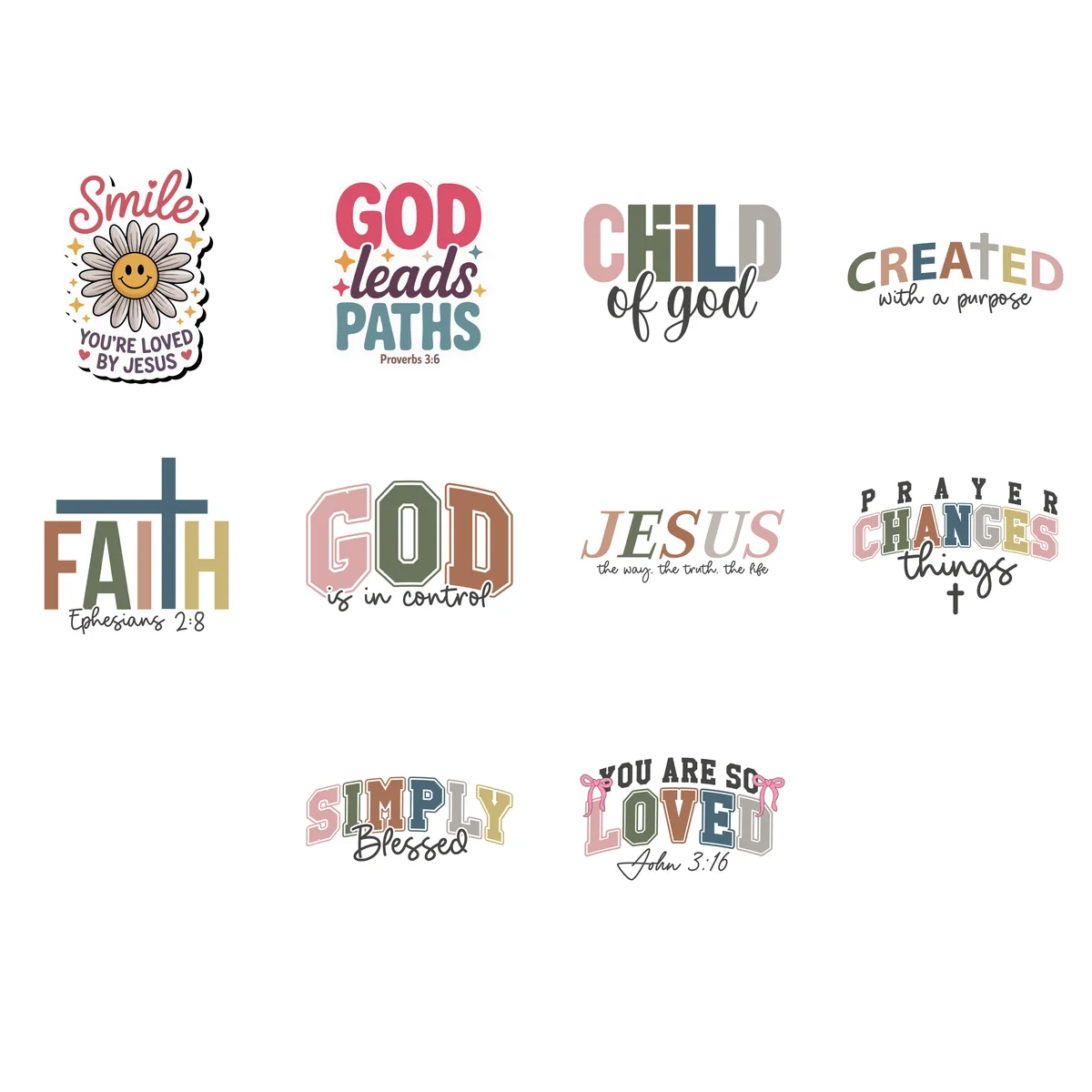 Faith & Scripture Sticker Pack #4 (10 Stickers)