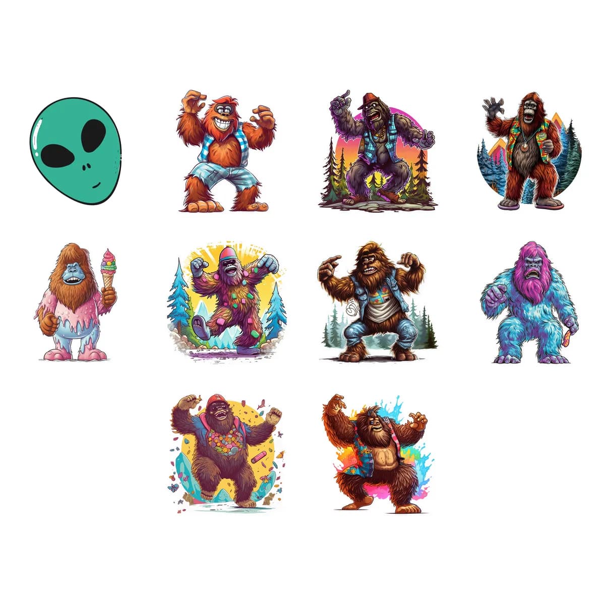 Bigfoot & Cryptid Sticker Pack (10 Stickers)