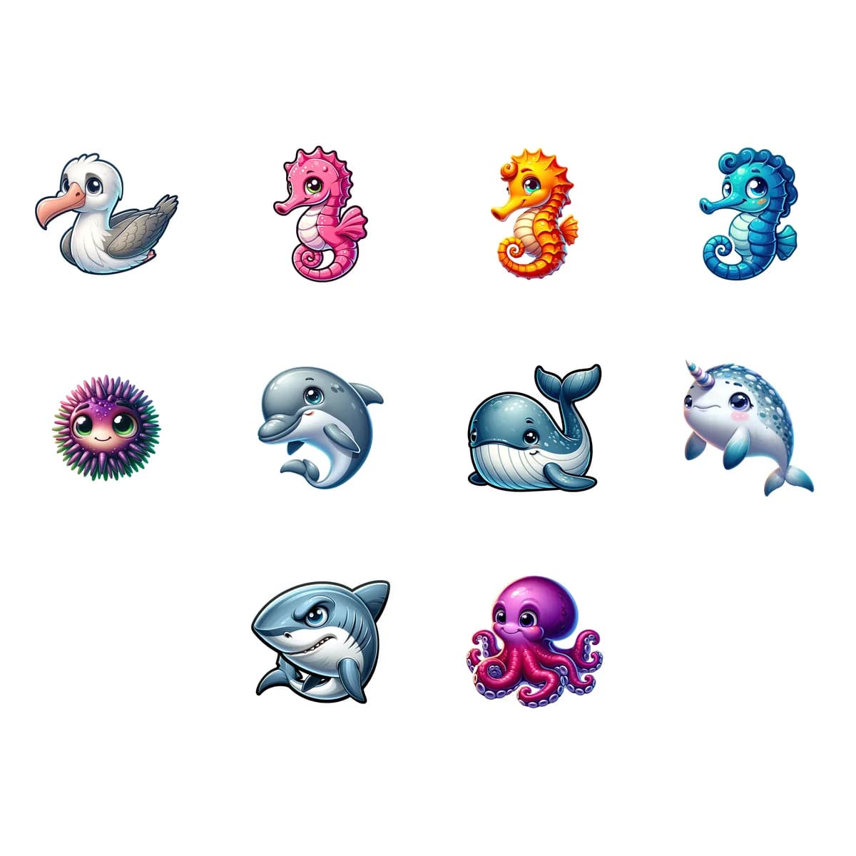 Ocean Life Sticker Pack #1 (10 Stickers)