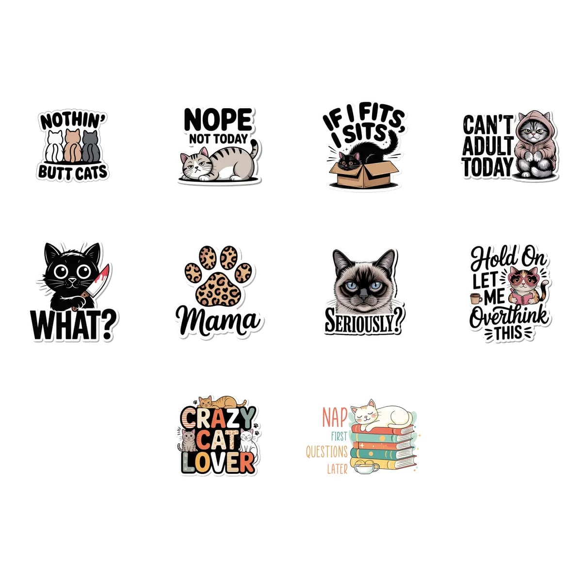 Cat Lover Sticker Pack #1 (10 Stickers)