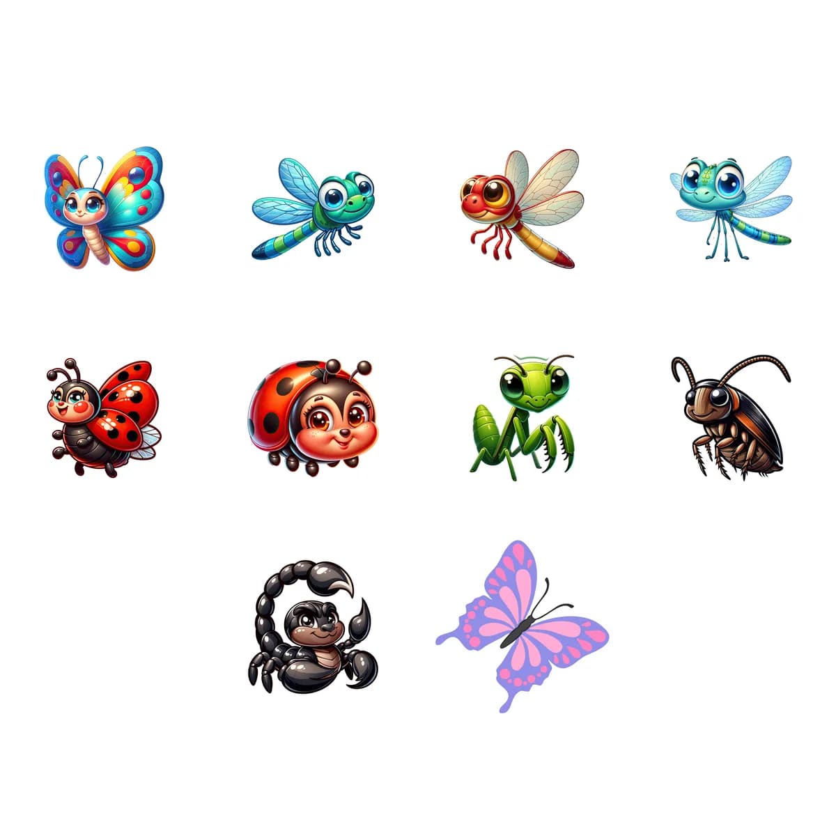Butterfly & Bug Sticker Pack #3 (10 Stickers)