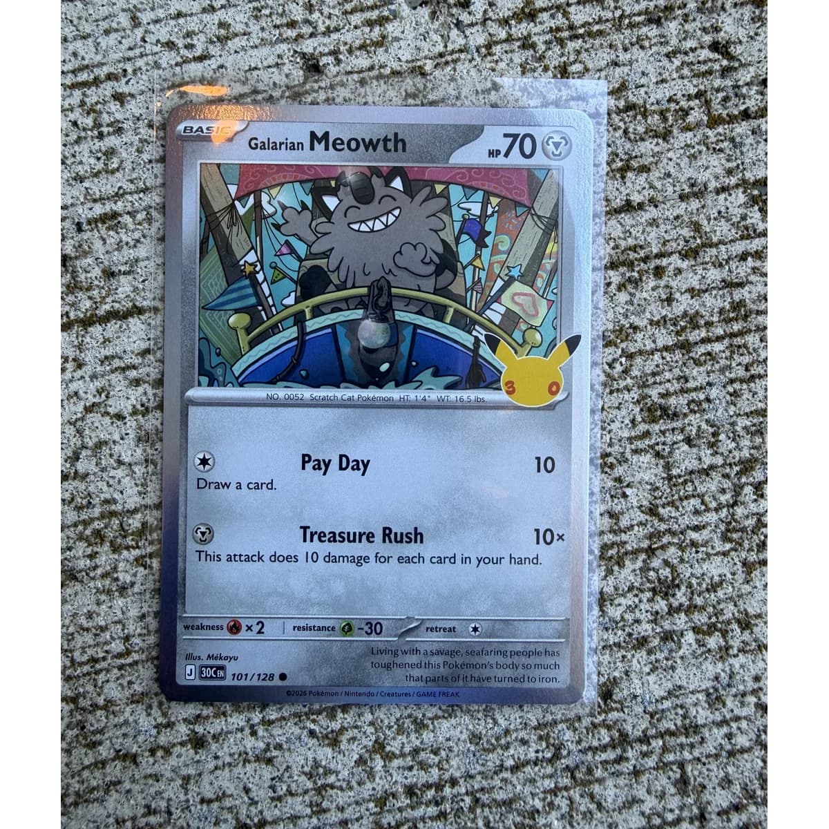 Galarian Meowth 101/128 - Pokemon 30th Celebration