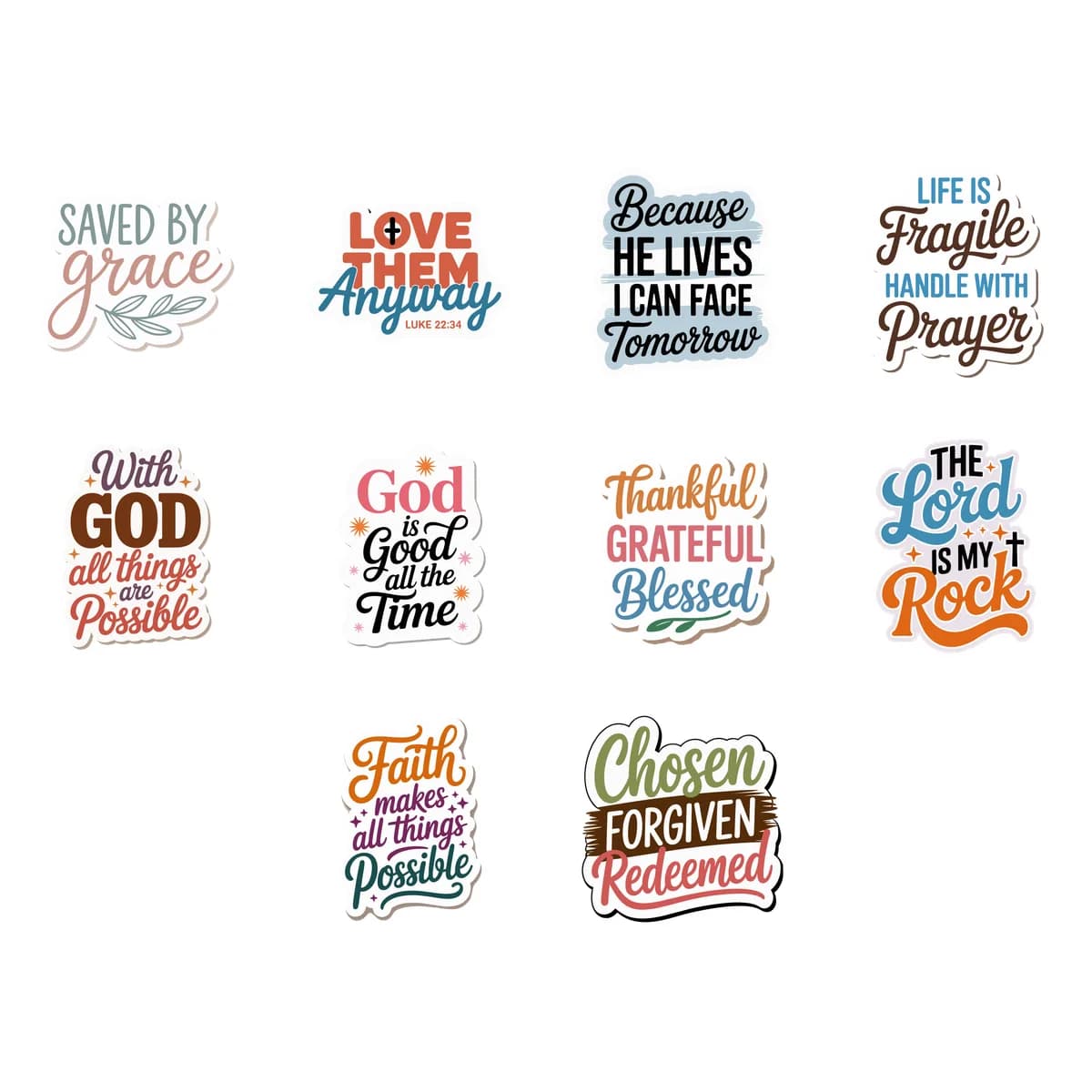 Faith & Scripture Sticker Pack #3 (10 Stickers)