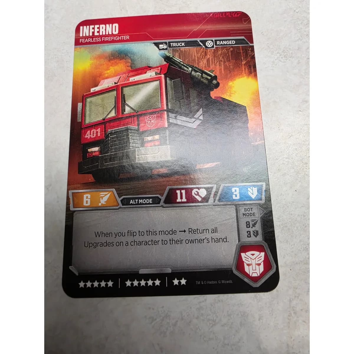 Inferno - Fearless Firefighter T22/T40 - Transformers TCG Wave 1