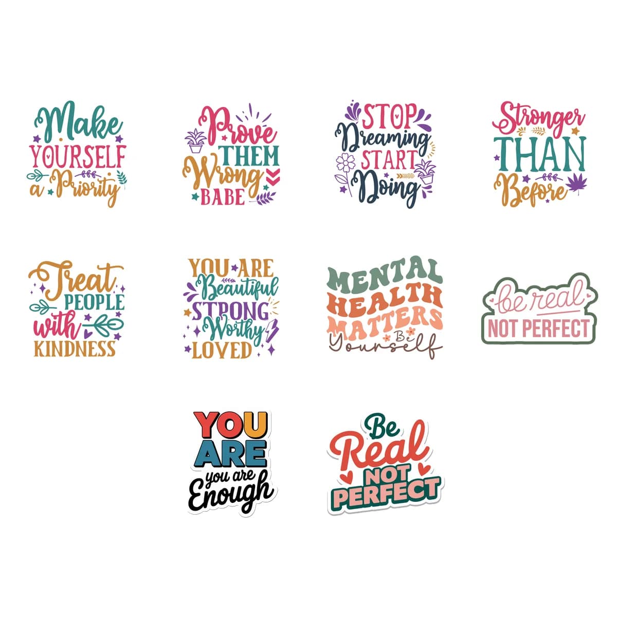 Motivational & Affirmation Sticker Pack #2 (10 Stickers)