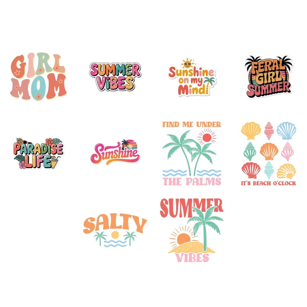 Retro & Groovy Sticker Pack #5 (10 Stickers)