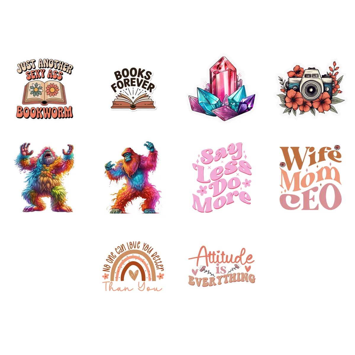 Retro & Groovy Sticker Pack #4 (10 Stickers)