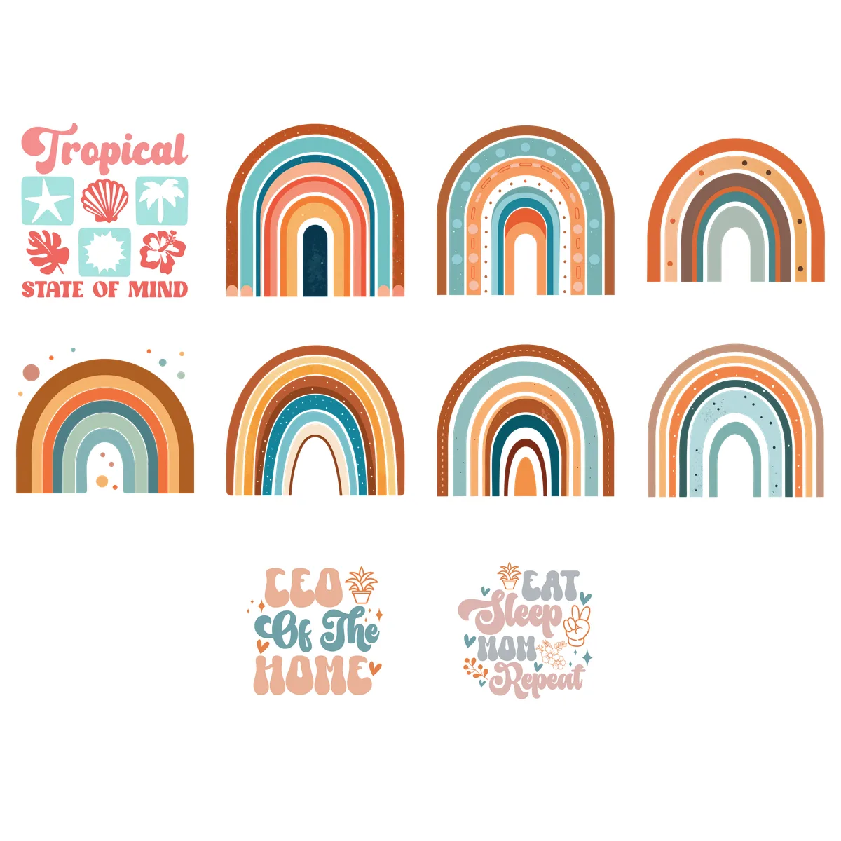 Retro & Groovy Sticker Pack #6 (10 Stickers)